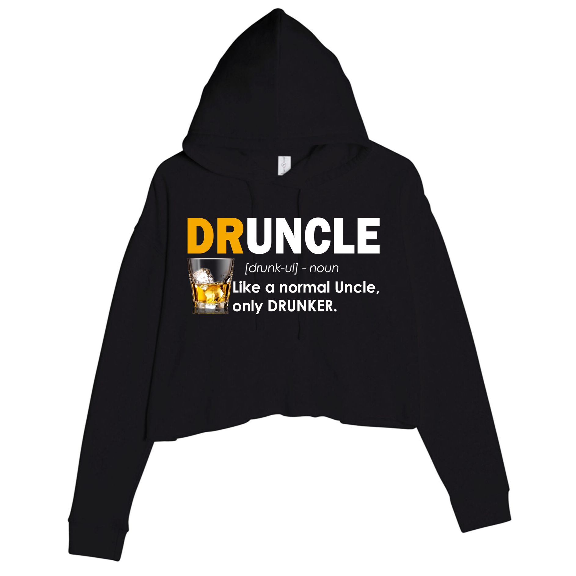 Druncle Normal Uncle Only Drunker Whiskey Crop Fleece Hoodie