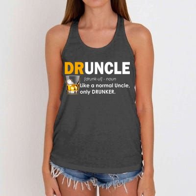 Druncle Normal Uncle Only Drunker Whiskey Women's Knotted Racerback Tank