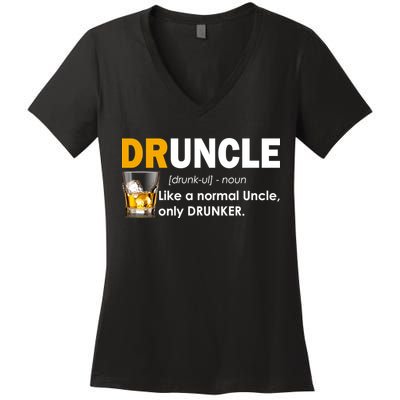 Druncle Normal Uncle Only Drunker Whiskey Women's V-Neck T-Shirt
