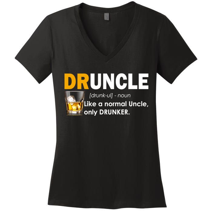 Druncle Normal Uncle Only Drunker Whiskey Women's V-Neck T-Shirt