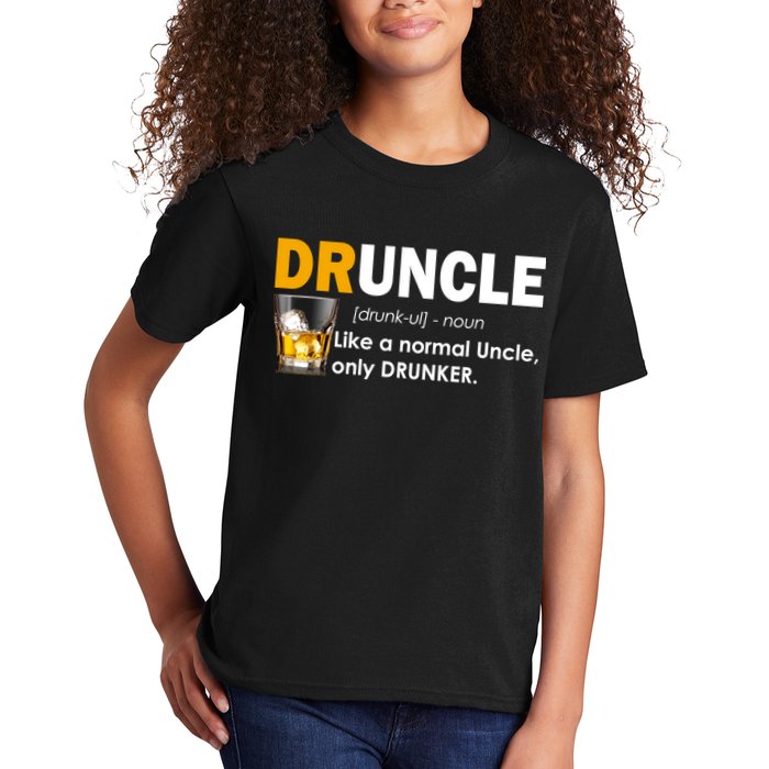 Druncle Normal Uncle Only Drunker Whiskey Kids T-Shirt