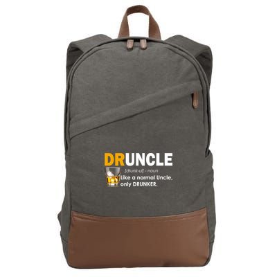 Druncle Normal Uncle Only Drunker Whiskey Cotton Canvas Backpack
