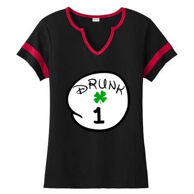 Drunk 1 2 3 4 5 Clover Personalized St Patrick's Day Ladies Halftime Notch Neck Tee