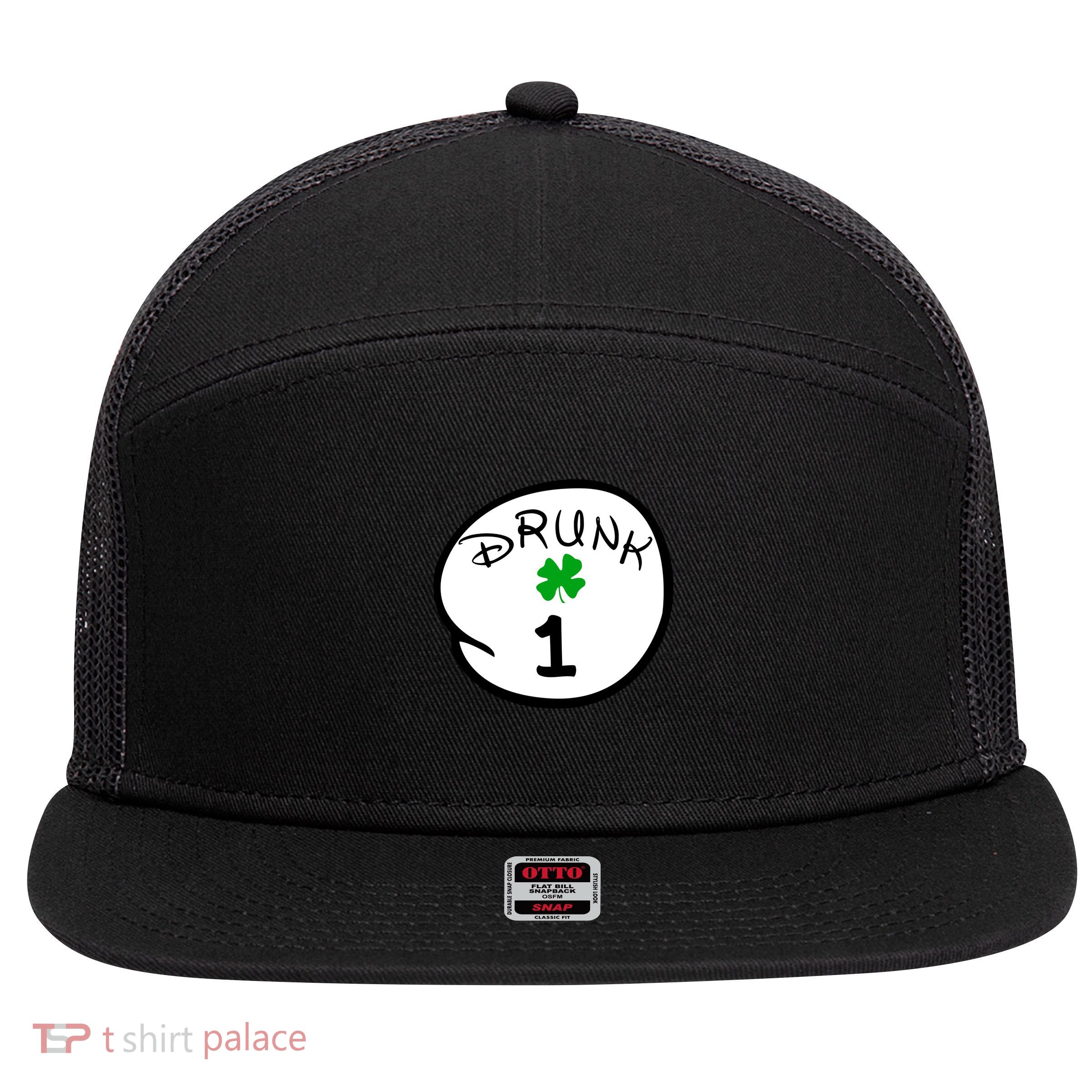 Drunk 1 2 3 4 5 Clover Personalized St Patrick's Day 7 Panel Mesh Trucker Snapback Hat