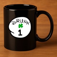 Drunk 1 2 3 4 5 Clover Personalized St Patrick's Day 11oz C Handle Ceramic Mug