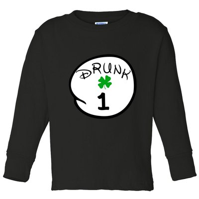 Drunk 1 2 3 4 5 Clover Personalized St Patrick's Day Toddler Long Sleeve Shirt