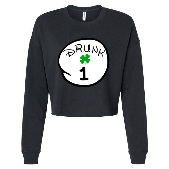 Drunk 1 2 3 4 5 Clover Personalized St Patrick's Day Cropped Pullover Crew