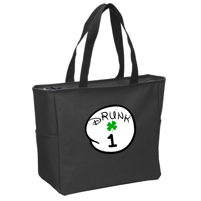 Drunk 1 2 3 4 5 Clover Personalized St Patrick's Day Zip Tote Bag