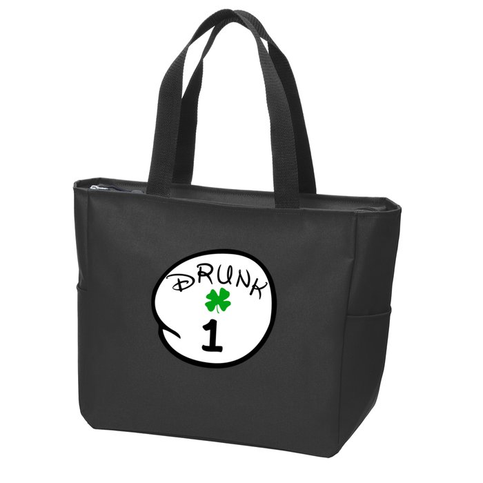 Drunk 1 2 3 4 5 Clover Personalized St Patrick's Day Zip Tote Bag