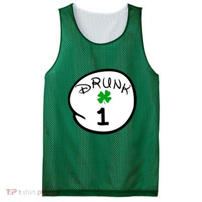 Drunk 1 2 3 4 5 Clover Personalized St Patrick's Day Mesh Reversible Basketball Jersey Tank