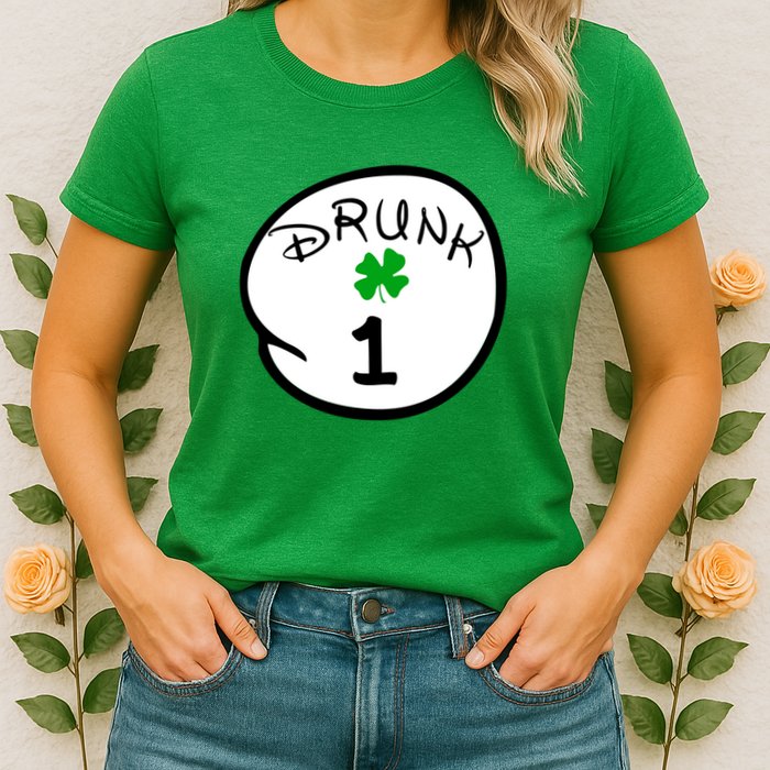 Drunk 1 2 3 4 5 Clover Personalized St Patrick's Day Womens T-Shirt