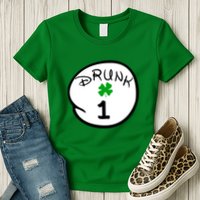 Drunk 1 2 3 4 5 Clover Personalized St Patrick's Day Womens T-Shirt