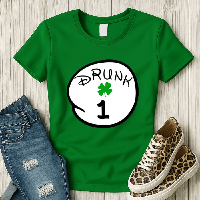 Drunk 1 2 3 4 5 Clover Personalized St Patrick's Day Womens T-Shirt