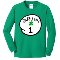 Drunk 1 2 3 4 5 Clover Personalized St Patrick's Day Kids Long Sleeve Shirt