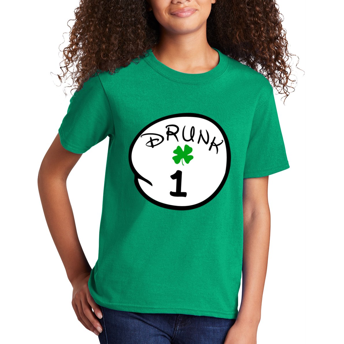 Drunk 1 2 3 4 5 Clover Personalized St Patrick's Day Kids T-Shirt