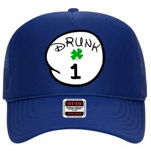 Drunk 1 2 3 4 5 Clover Personalized St Patrick's Day High Crown Mesh Back Trucker Hat