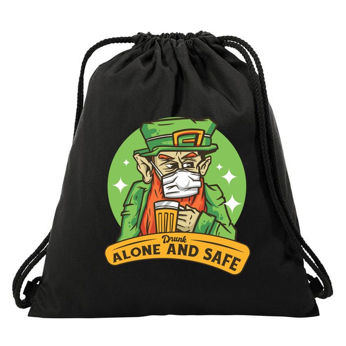 Drunk Alone And Safe Drawstring Bag