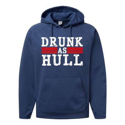 Drunk As Hull Funny Hockey Performance Fleece Hoodie