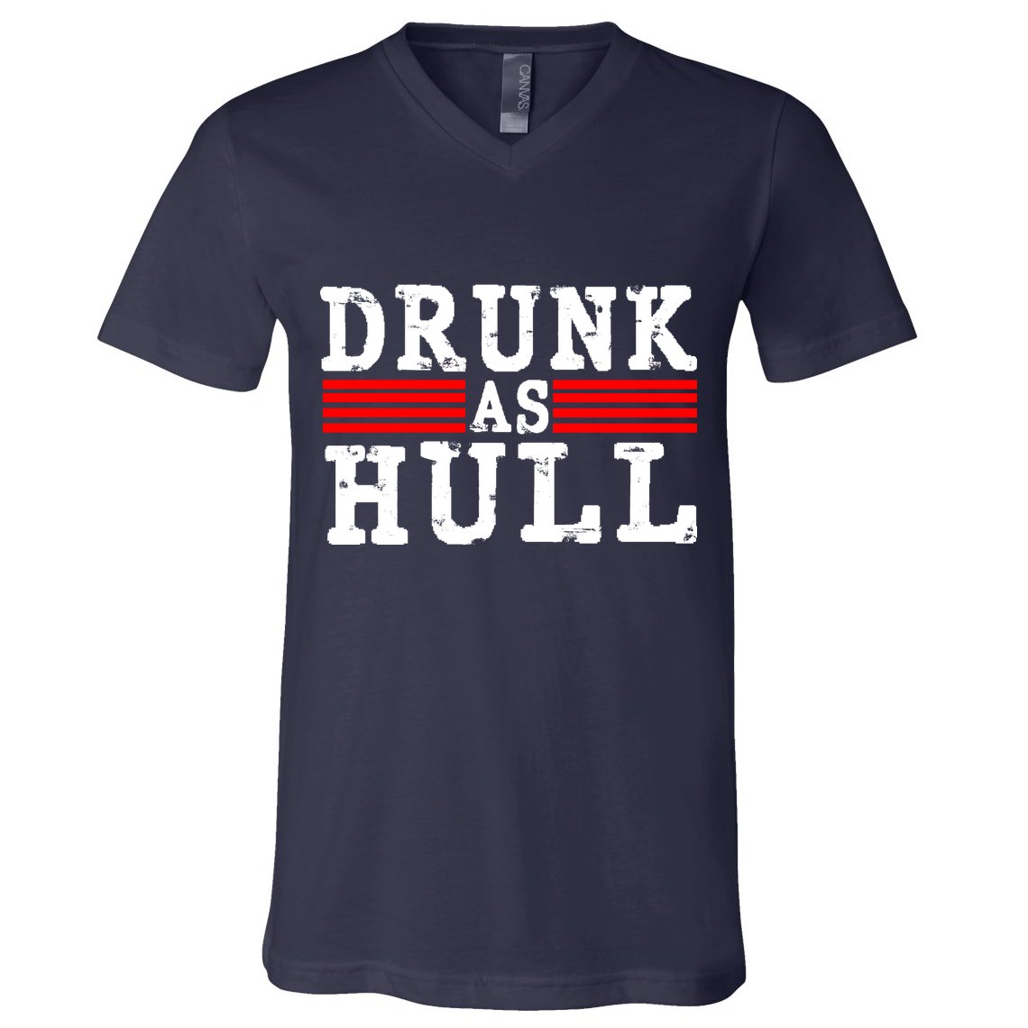 Drunk As Hull Funny Hockey V-Neck T-Shirt