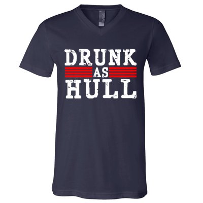 Drunk As Hull Funny Hockey V-Neck T-Shirt