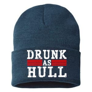 Drunk As Hull Funny Hockey Sustainable Knit Beanie