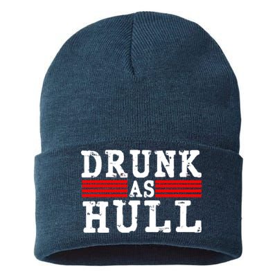 Drunk As Hull Funny Hockey Sustainable Knit Beanie