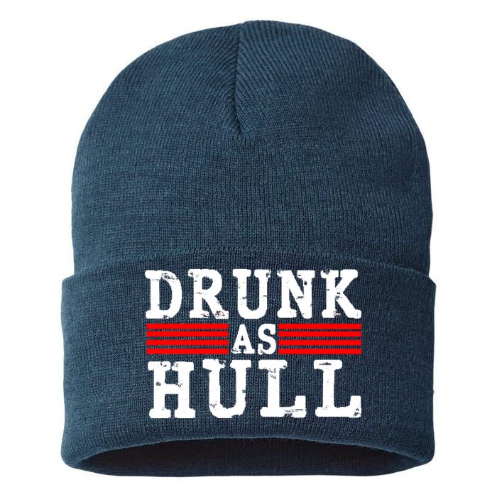 Drunk As Hull Funny Hockey Sustainable Knit Beanie