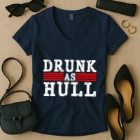 Drunk As Hull Funny Hockey Women's V-Neck T-Shirt