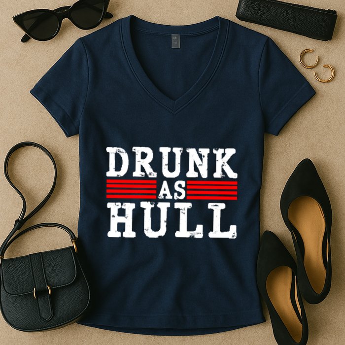 Drunk As Hull Funny Hockey Women's V-Neck T-Shirt