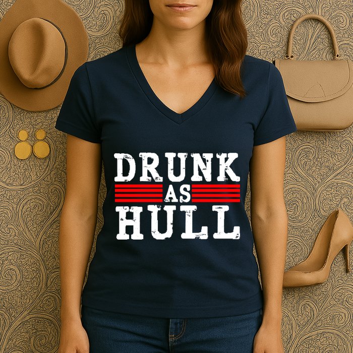 Drunk As Hull Funny Hockey Women's V-Neck T-Shirt