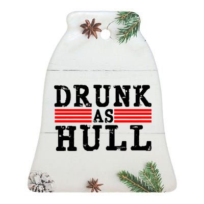 Drunk As Hull Funny Hockey Ceramic Bell Ornament