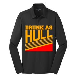 Drunk As Hull Logo Silk Touch Performance Long Sleeve Polo