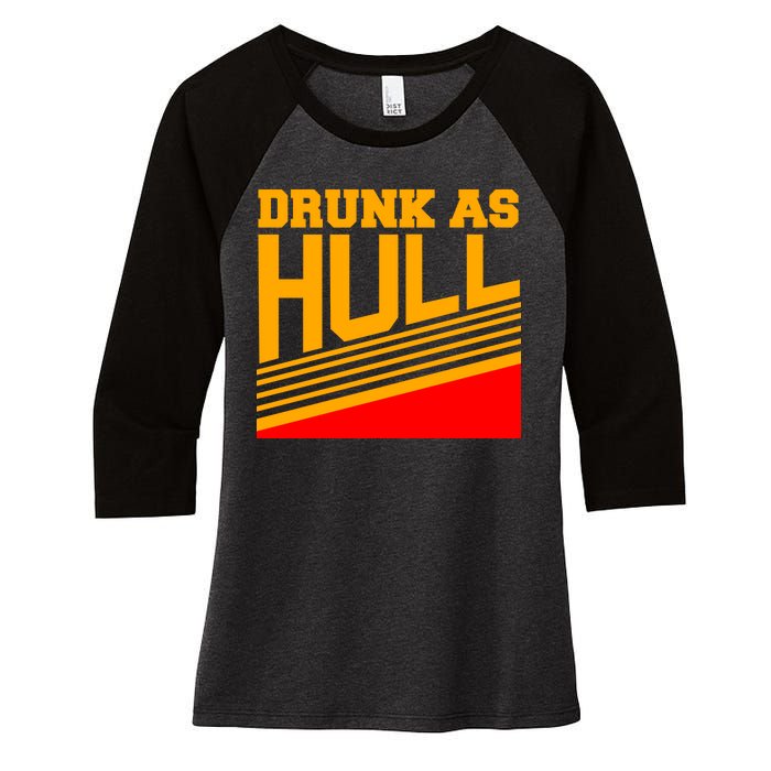 Drunk As Hull Logo Women's Tri-Blend 3/4-Sleeve Raglan Shirt