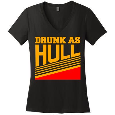 Drunk As Hull Logo Women's V-Neck T-Shirt
