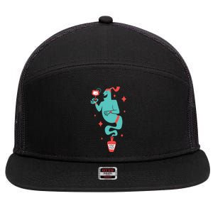 Drunk Genie 7 Panel Mesh Trucker Snapback Hat