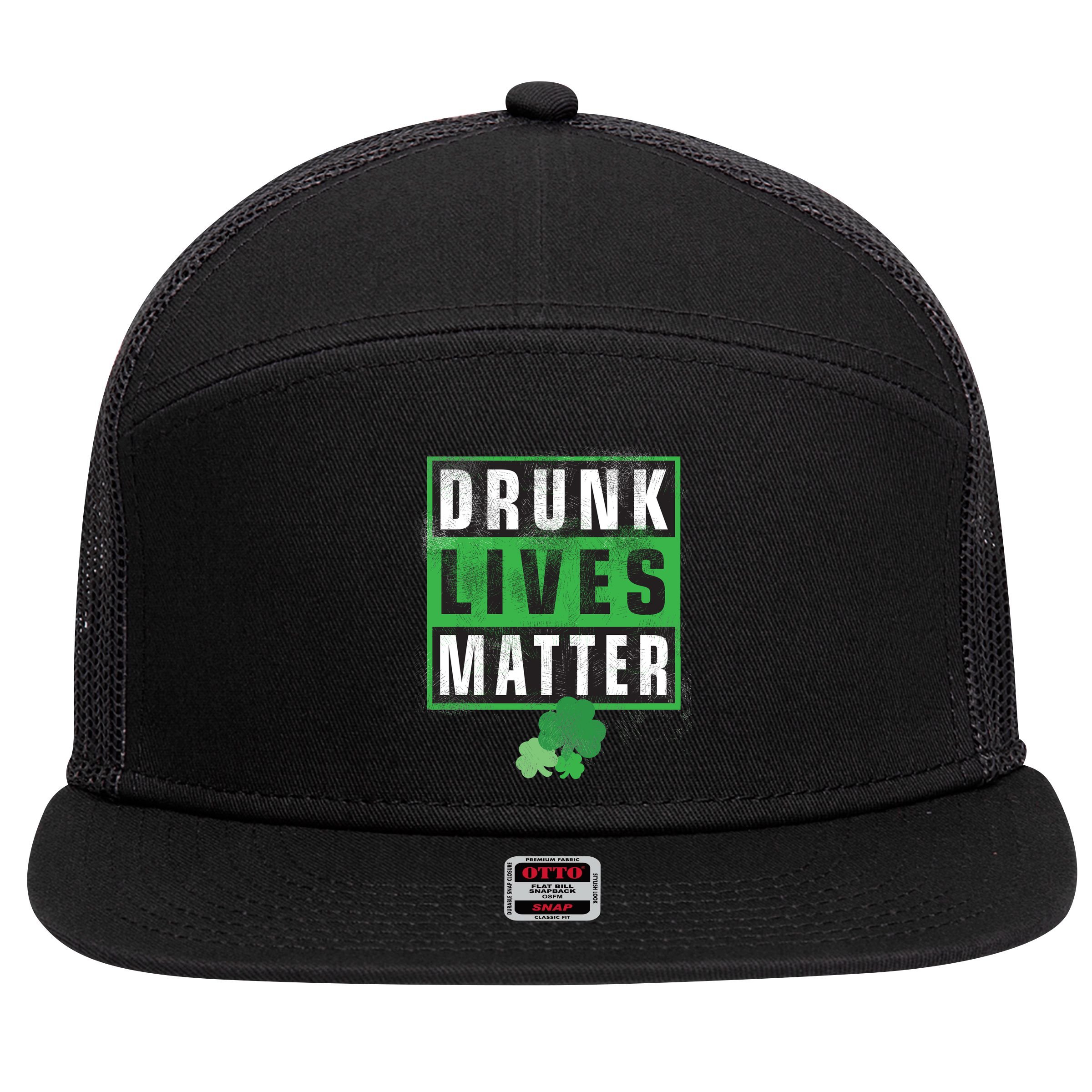 Drunk Lives Matter Clover 7 Panel Mesh Trucker Snapback Hat