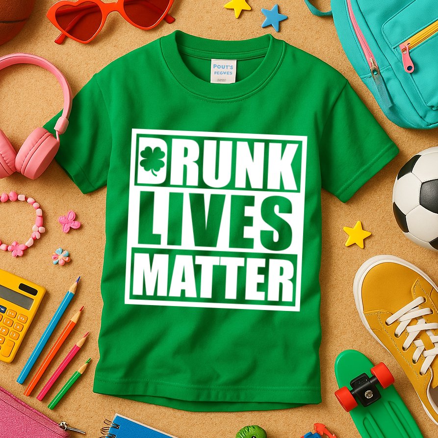 Drunk Lives Matter St. Patrick's Day Funny Saint Pattys Kids T-Shirt