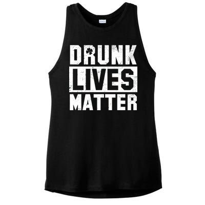 Drunk Lives Matter Vintage Irish Clover Ladies PosiCharge Tri-Blend Wicking Tank