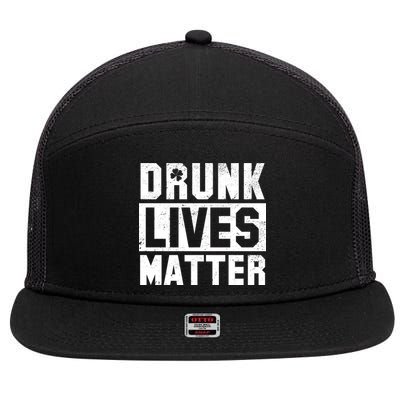 Drunk Lives Matter Vintage Irish Clover 7 Panel Mesh Trucker Snapback Hat