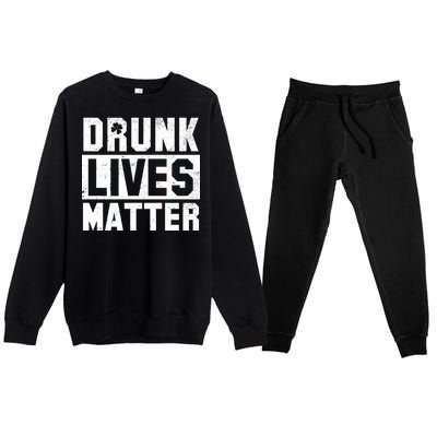 Drunk Lives Matter Vintage Irish Clover Premium Crewneck Sweatsuit Set