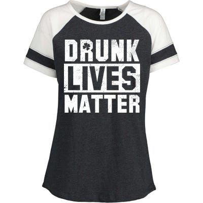 Drunk Lives Matter Vintage Irish Clover Enza Ladies Jersey Colorblock Tee