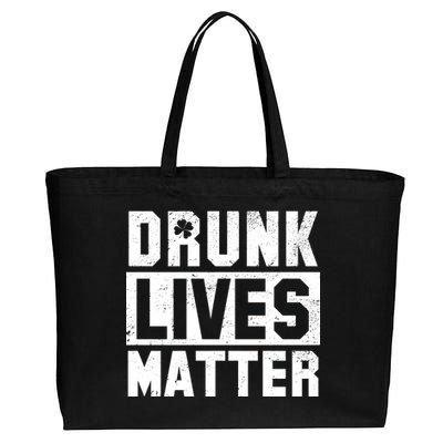 Drunk Lives Matter Vintage Irish Clover Cotton Canvas Jumbo Tote