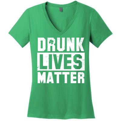 Drunk Lives Matter Vintage Irish Clover Women's V-Neck T-Shirt