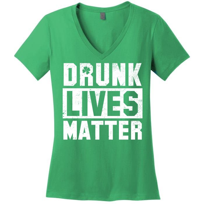 Drunk Lives Matter Vintage Irish Clover Women's V-Neck T-Shirt