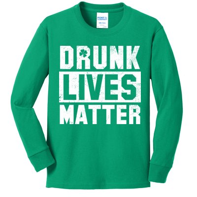 Drunk Lives Matter Vintage Irish Clover Kids Long Sleeve Shirt