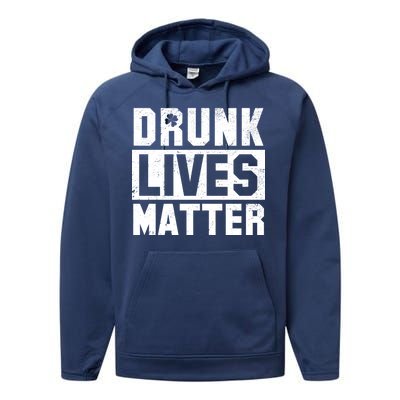 Drunk Lives Matter Vintage Irish Clover Performance Fleece Hoodie