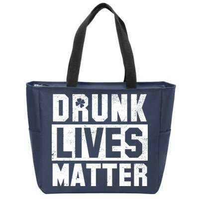 Drunk Lives Matter Vintage Irish Clover Zip Tote Bag