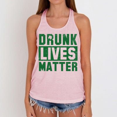 Drunk Lives Matter Vintage Irish Clover Women's Knotted Racerback Tank