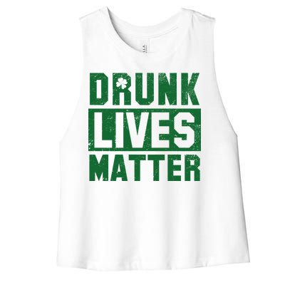 Drunk Lives Matter Vintage Irish Clover Women's Racerback Cropped Tank