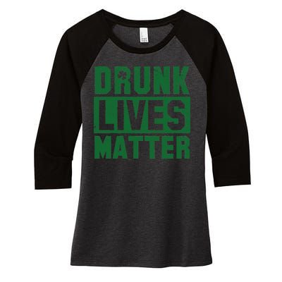 Drunk Lives Matter Vintage Irish Clover Women's Tri-Blend 3/4-Sleeve Raglan Shirt